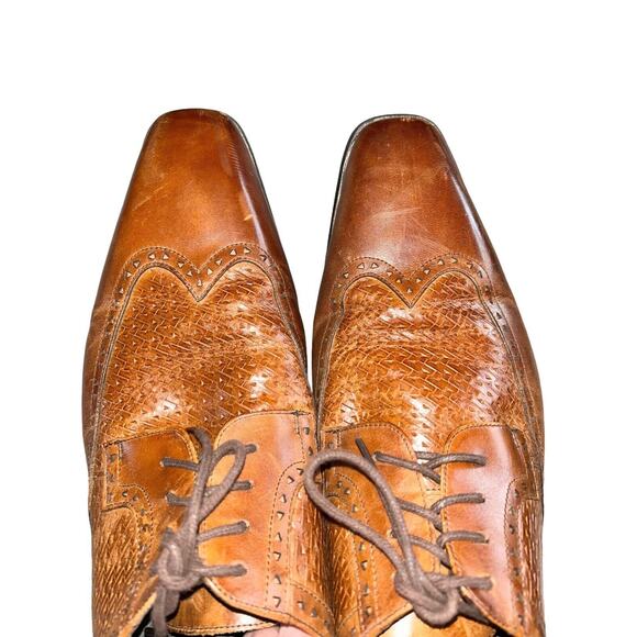 Stacy Adams Brown Leather Wingtip Lace Up Mens Dress Shoes Size US 13M - Picture 7 of 14